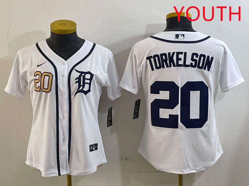 Youth Detroit Tigers 20 Torkelson White Game 2025 Nike MLB Jersey style 2